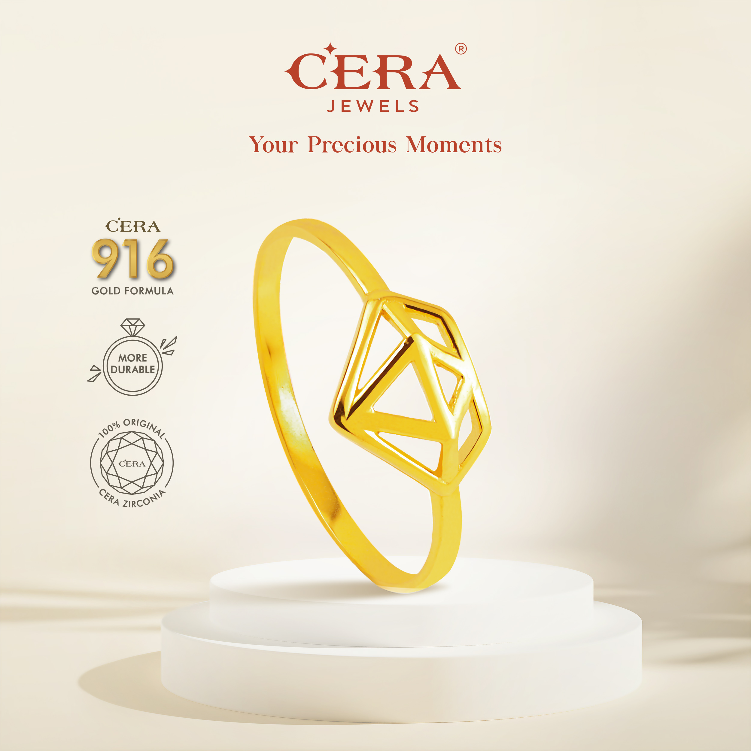 CERA 916 Gold Jewel Shape Ring GR9052-F