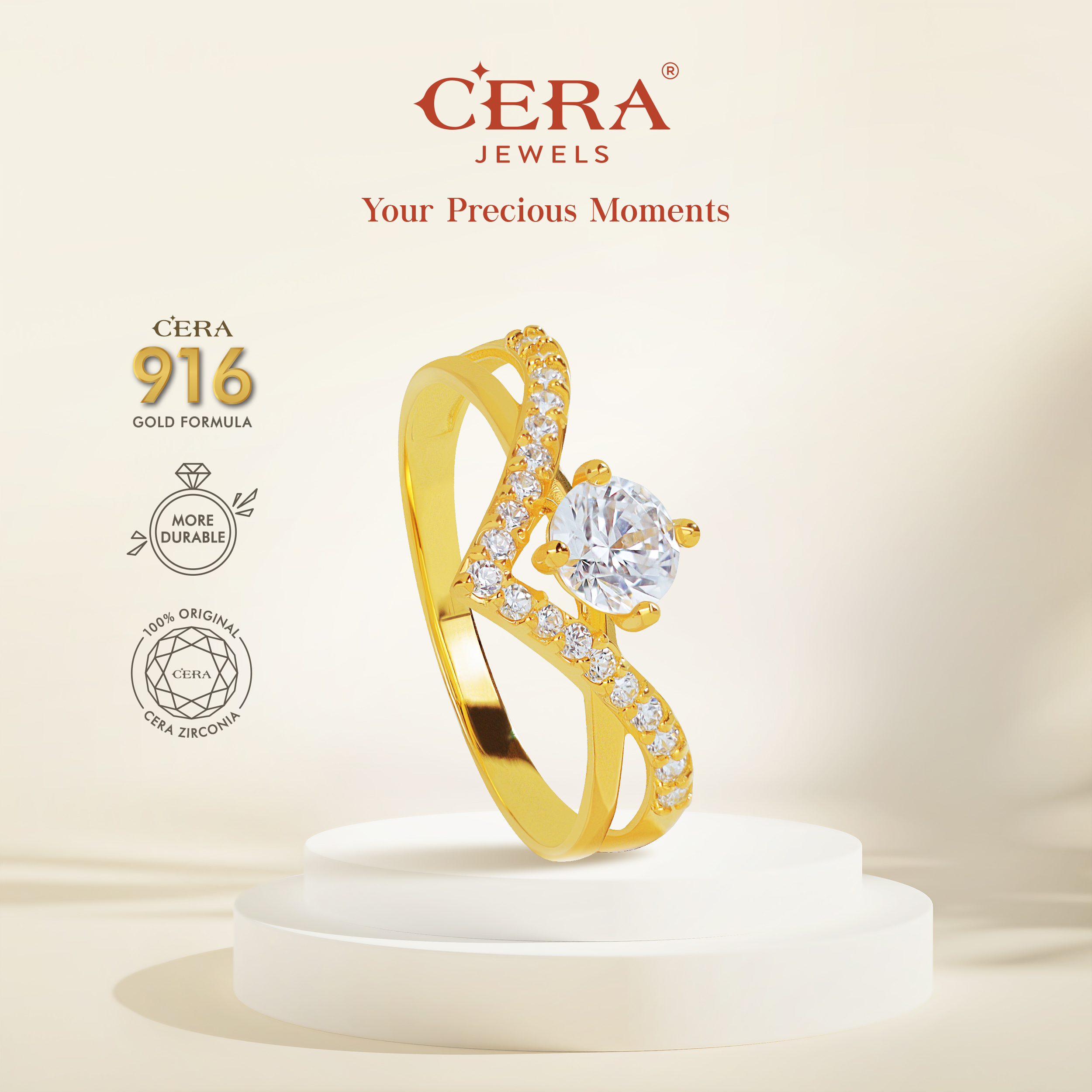 CERA 916 Lunaria Ring Cincin CR9164-F