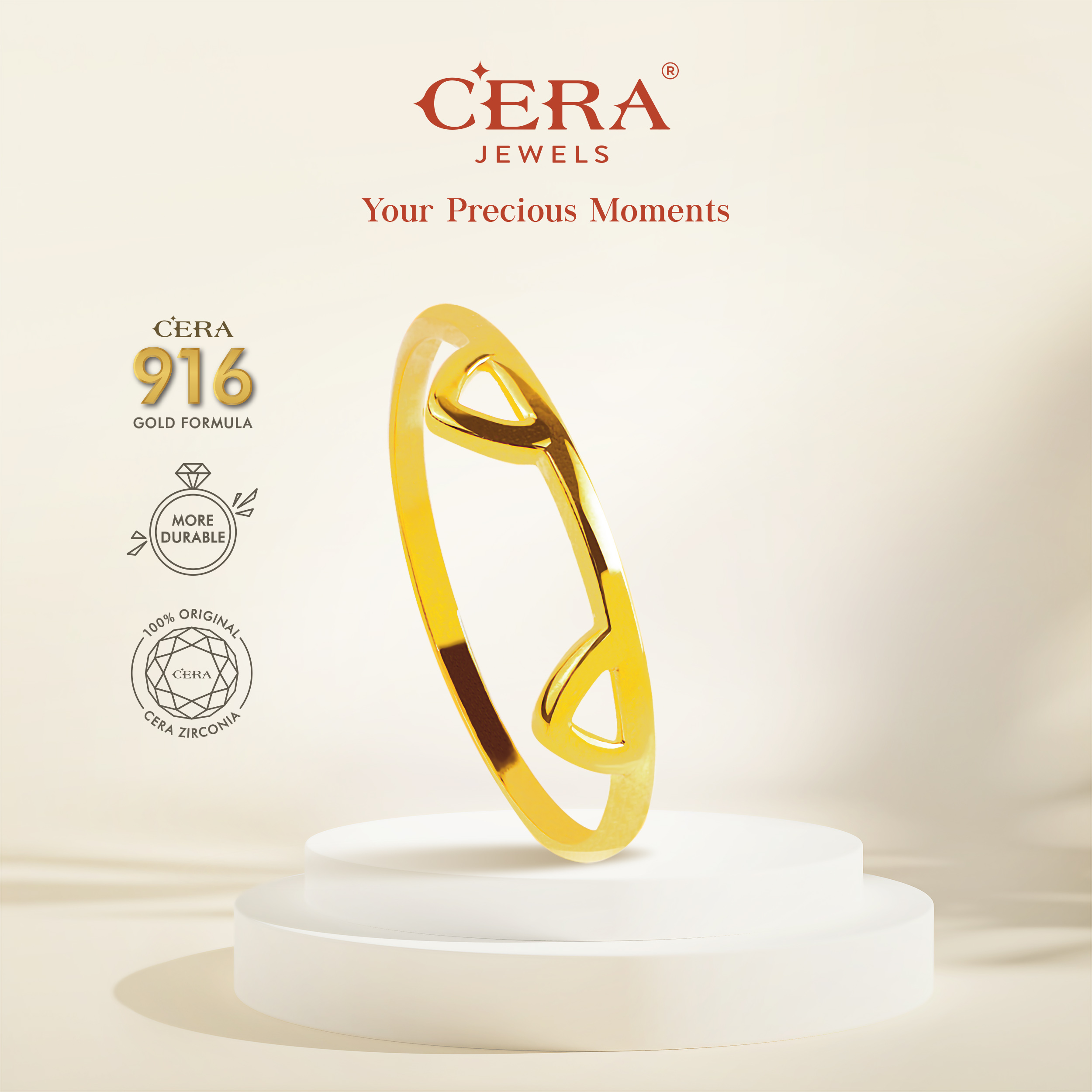 CERA 916 Gold Kitty Ring GR9054-F