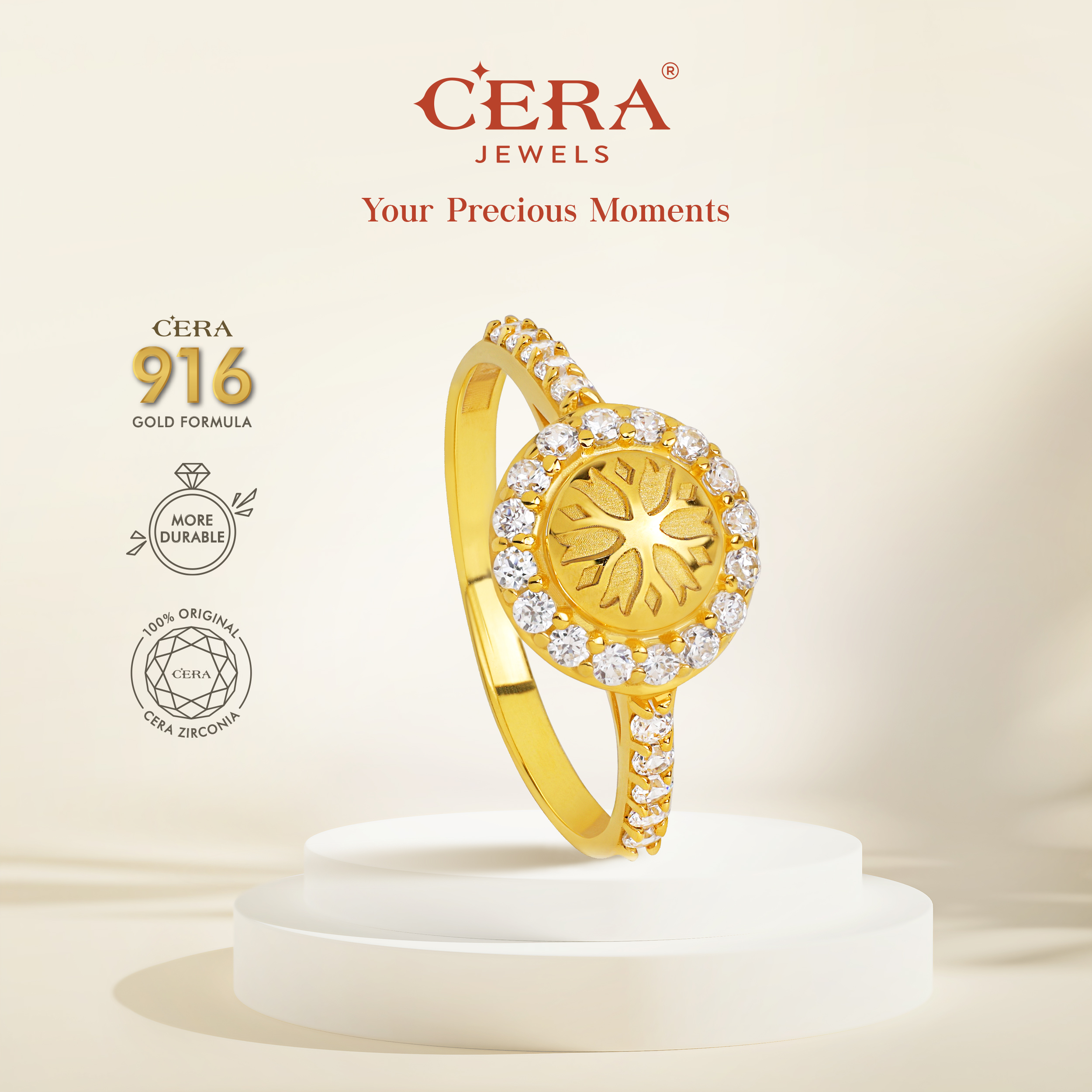 CERA 916 Gold Bunga Teratai Ring CR9102