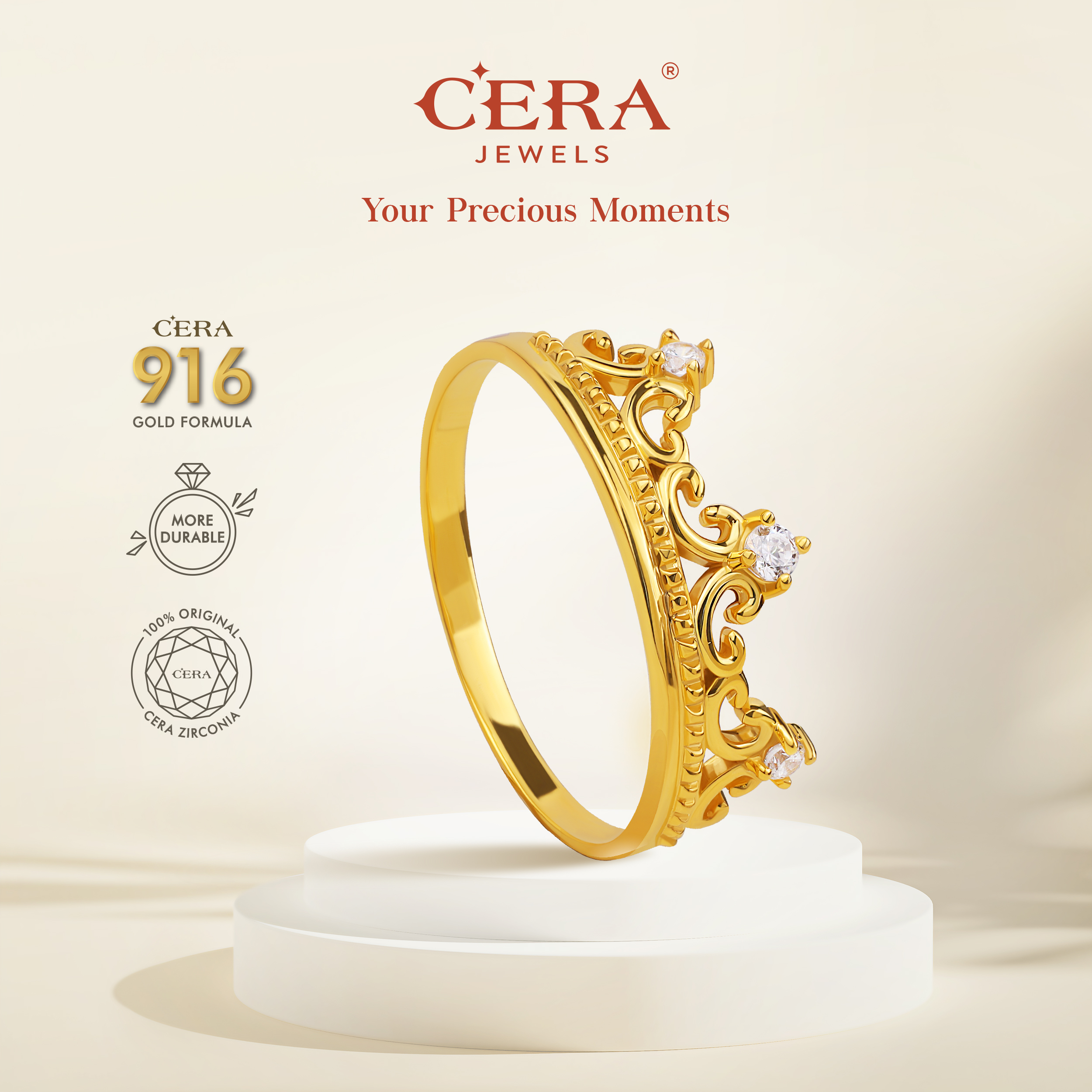Baroque Crown Ring CR9002-K