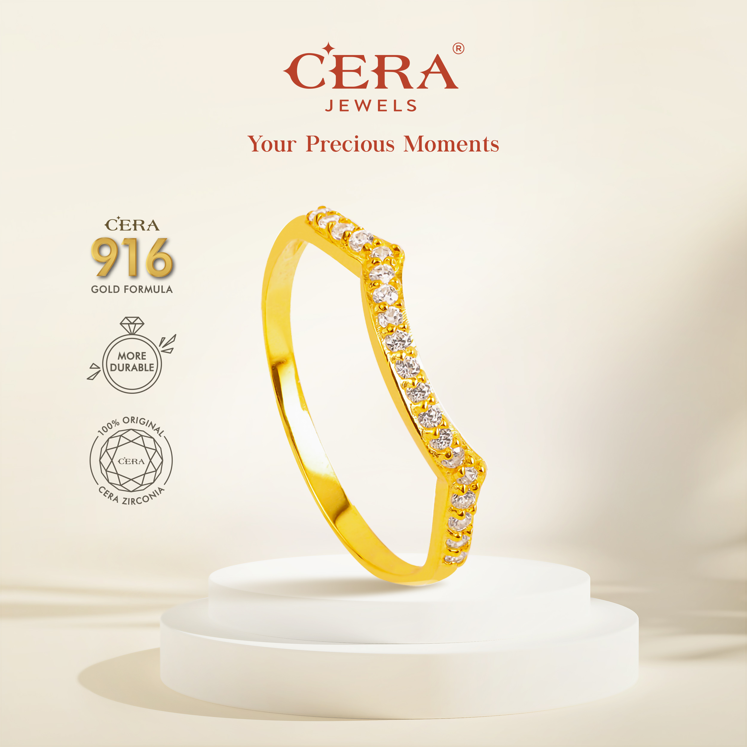 CERA 916 Ombak Tipis Ring CR9171-F