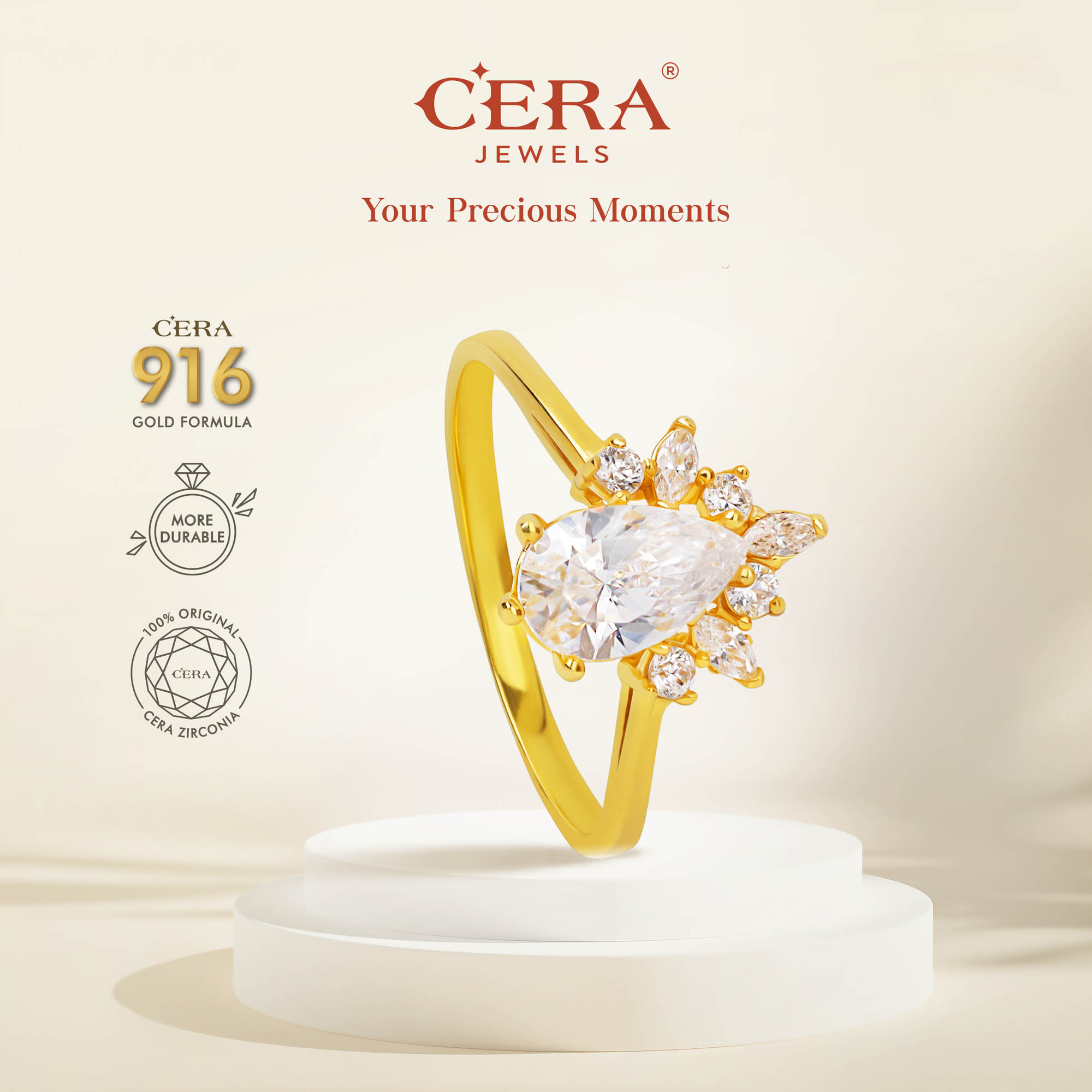 Pear Cut Crown Ring BR9024